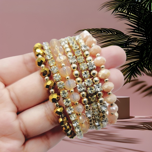Bohemian Versatile Multi-Layer Bead Statement Bracelet - Stretch Strand Stackabl - Picture 3 of 4